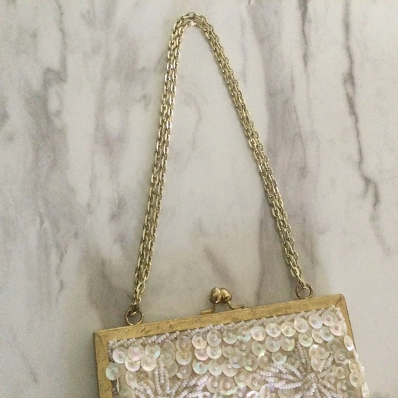 Ivory Beaded Evening Bag/Bridal Purse - Picture 4 of 6